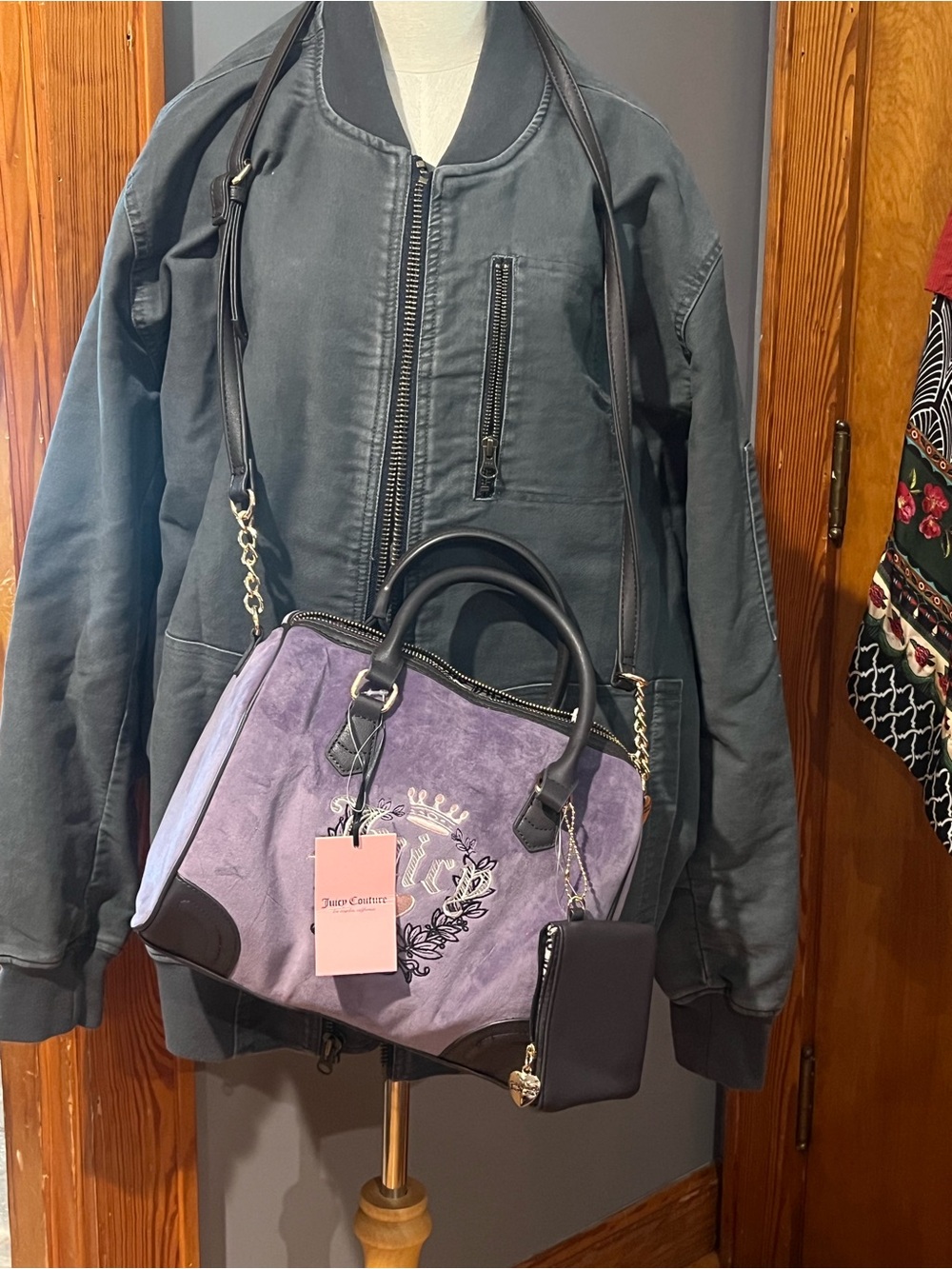 Juicy Couture Lavender Purple Suede Satchel with Coin Pouch